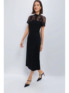Hyacinth House Agatha Midi Dress in Black Lace Medium New Womens Cocktail